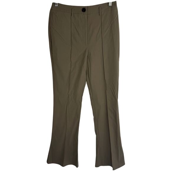 TOPSHOP‎ PLEATED FLARE LEG HIGH RISE CAREER PANTS IN TAN NWOT WOMEN'S SIZE 6 - Picture 1 of 11